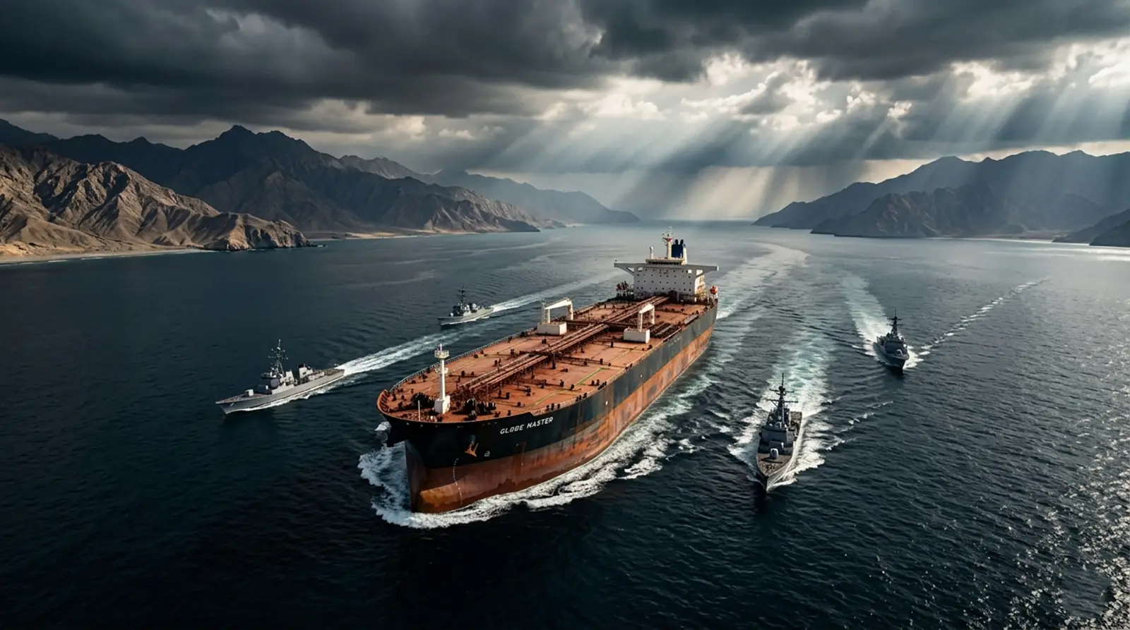 Öltanker unter Marineeskorte in der Straße von Hormus bei erhöhter Sicherheitslage, 2026