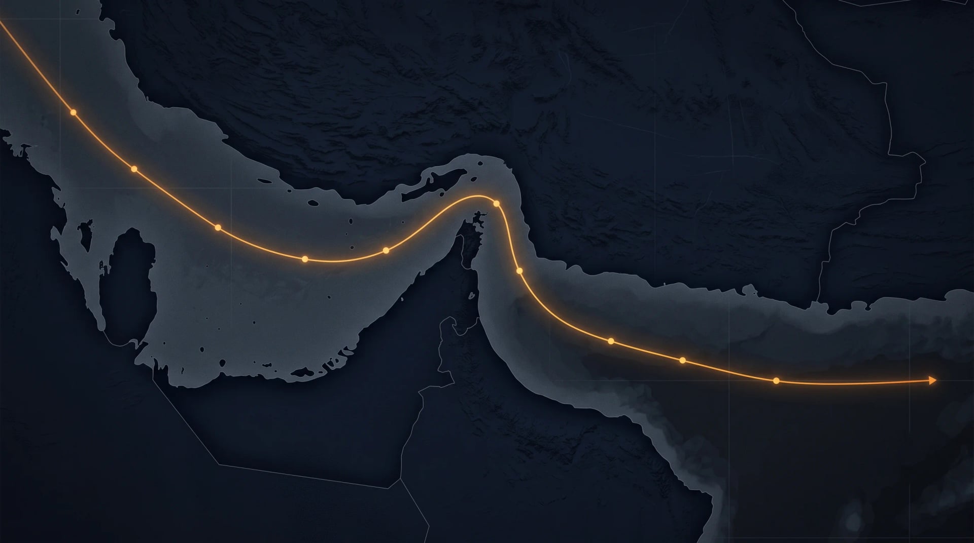 Map showing crude oil tanker shipping routes through the Strait of Hormuz and the Persian Gulf